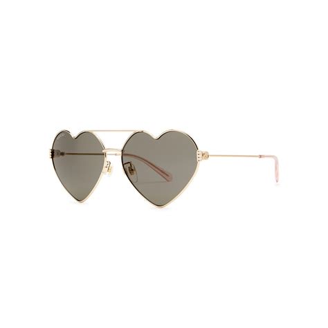 gucci heart frame sunglasses|gucci 61mm round sunglasses.